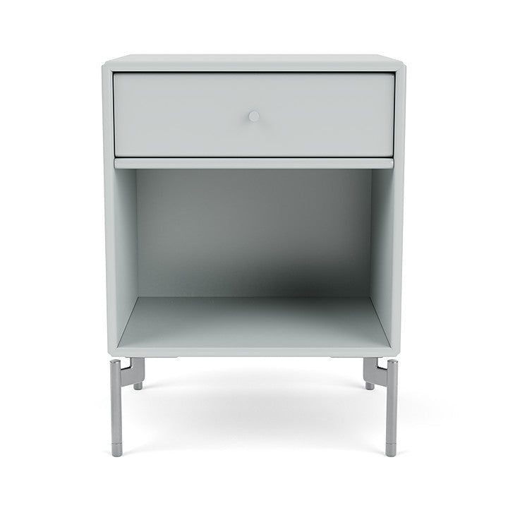 Montana Dream Bedside Table With Ben, Oyster Grey/Chrome Mat