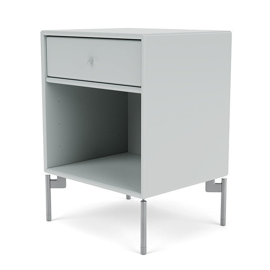 Montana Dream Bedside Table With Ben, Oyster Grey/Chrome Mat