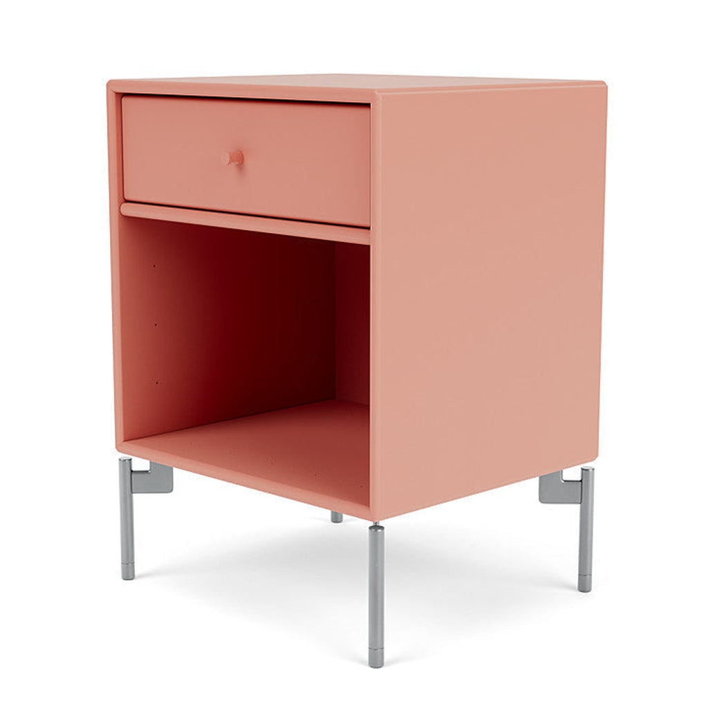 Montana Dream Bedside Table With Ben, Rabarber Red/Chrome Mat