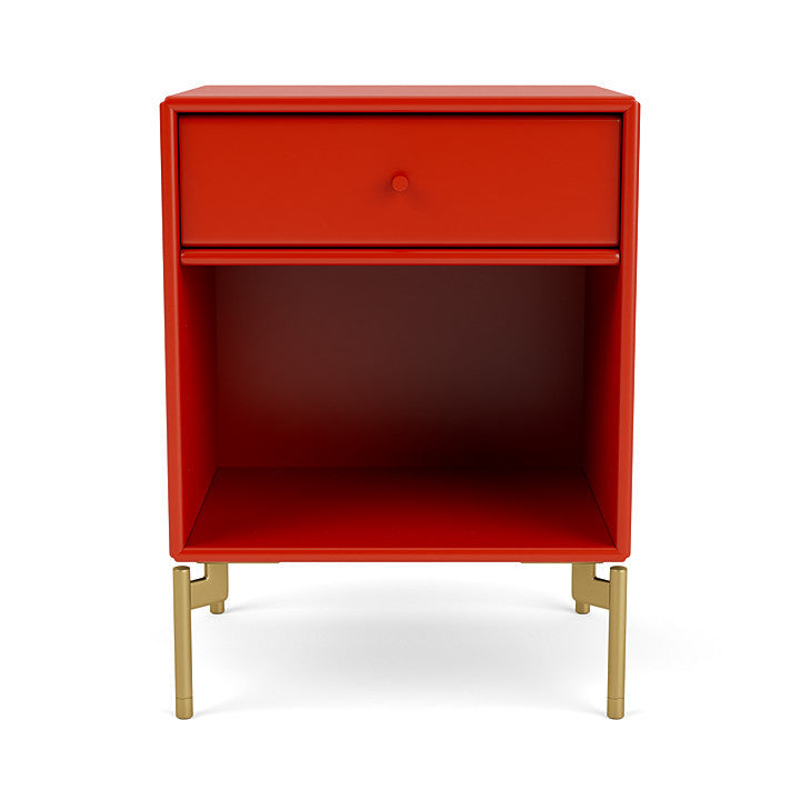 Montana Dream Bedside Table With Ben, Rose Red/Brass