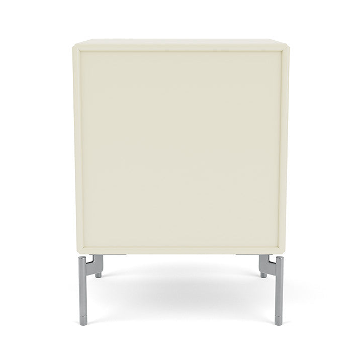 Montana Dream Bedside Table With Ben, Vanilla White/Chrome Mat