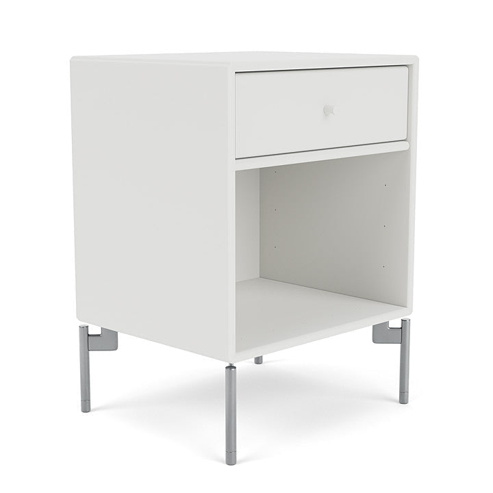 Montana Dream Bedside Table With Ben, White/Chrome Mat