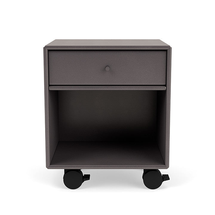 Montana Dream Bedside Table With Wheels, Coffee Brown