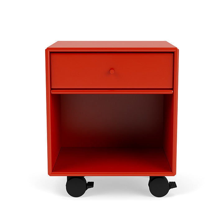 Montana Dream Bedside Table With Wheels, Rose Red