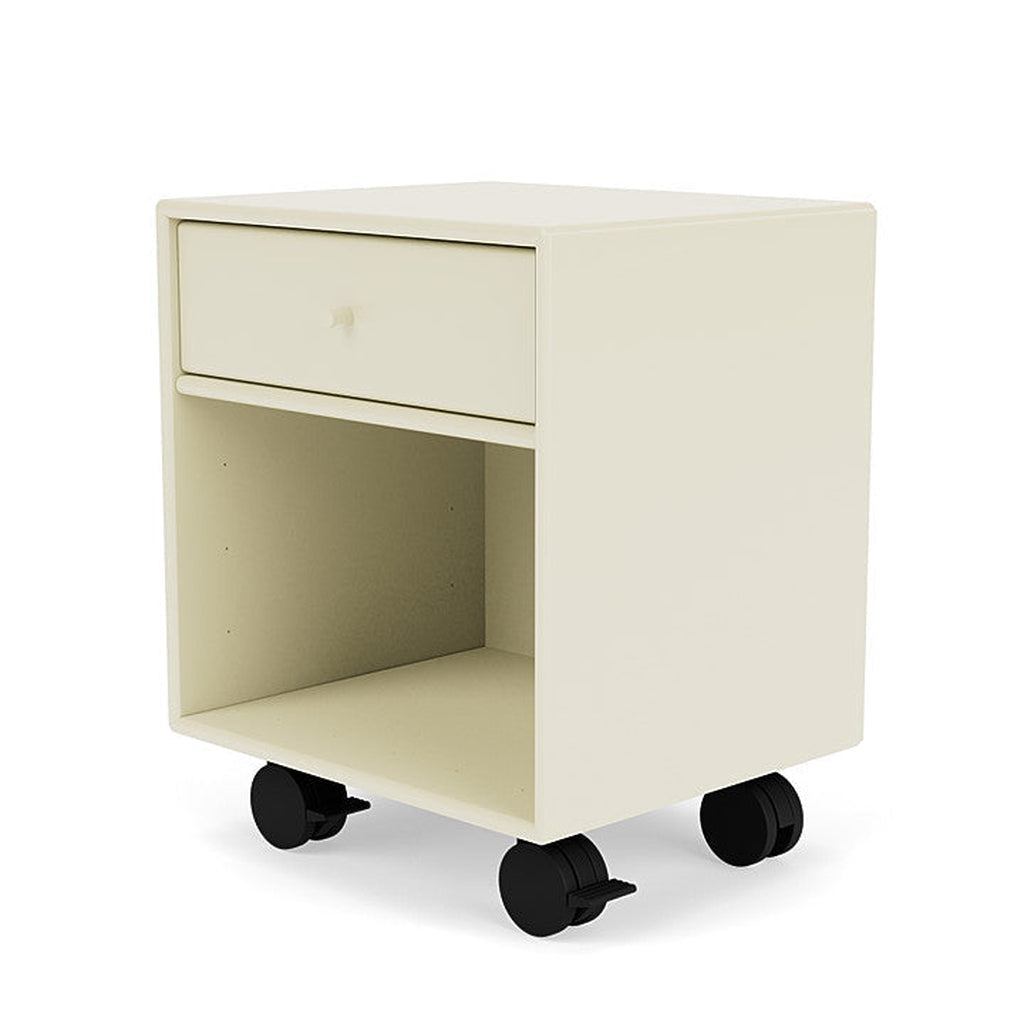 Montana Dream Bedside Table With Wheels, Vanilla White