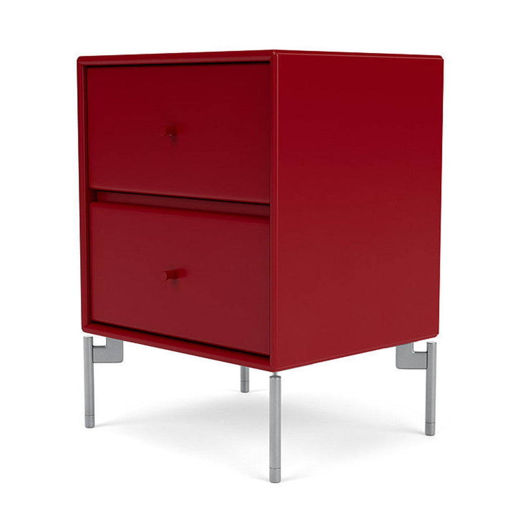 Montana Operation Drawer Table With Ben, Beetroot Red/Chrome Mat