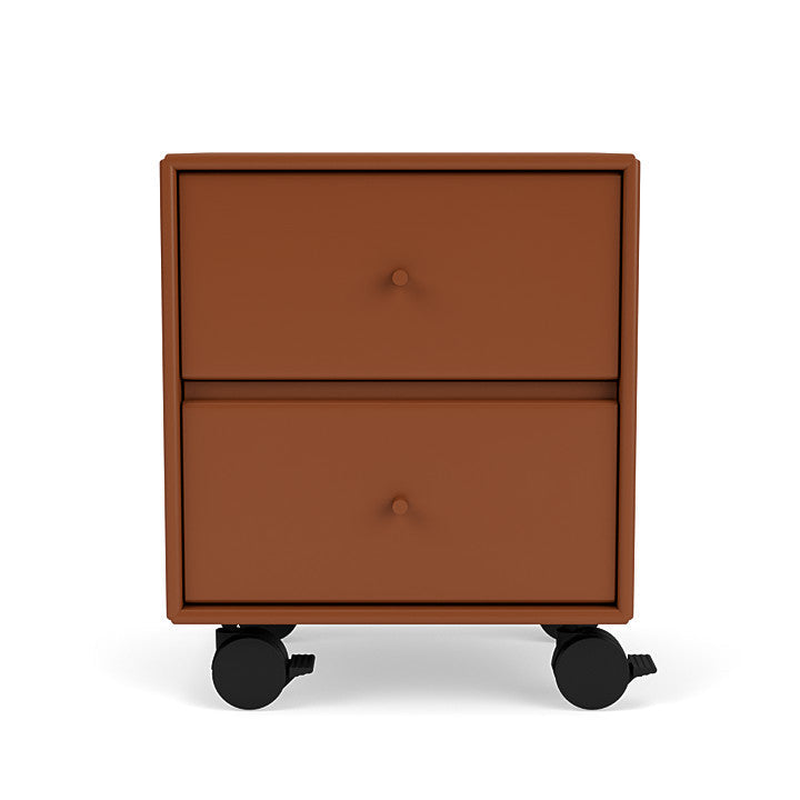 Montana Operation Drawer Table With Wheels, Hazelnut Brown