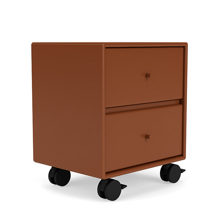 Montana Operation Drawer Table With Wheels, Hazelnut Brown