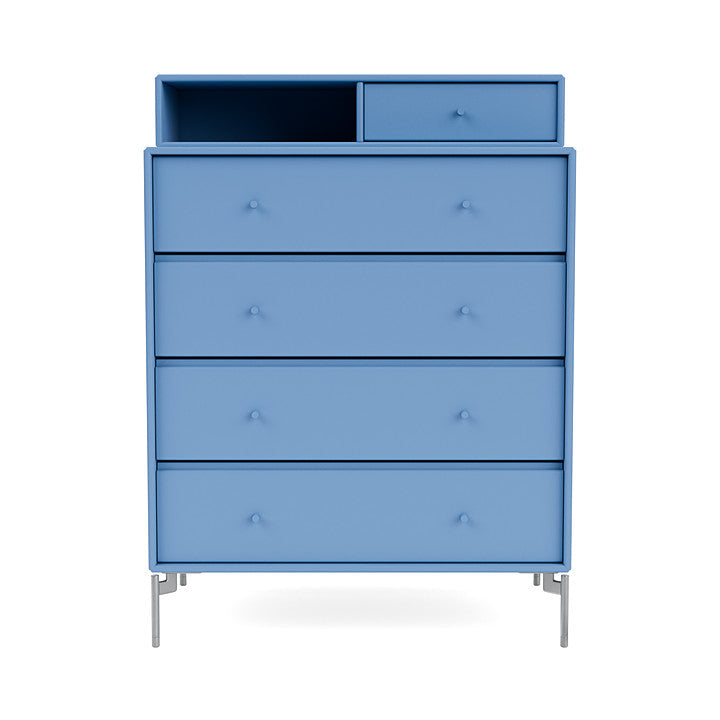 Montana Keep Bre of Drawers With Ben, Azure Blue/Chrome Mat