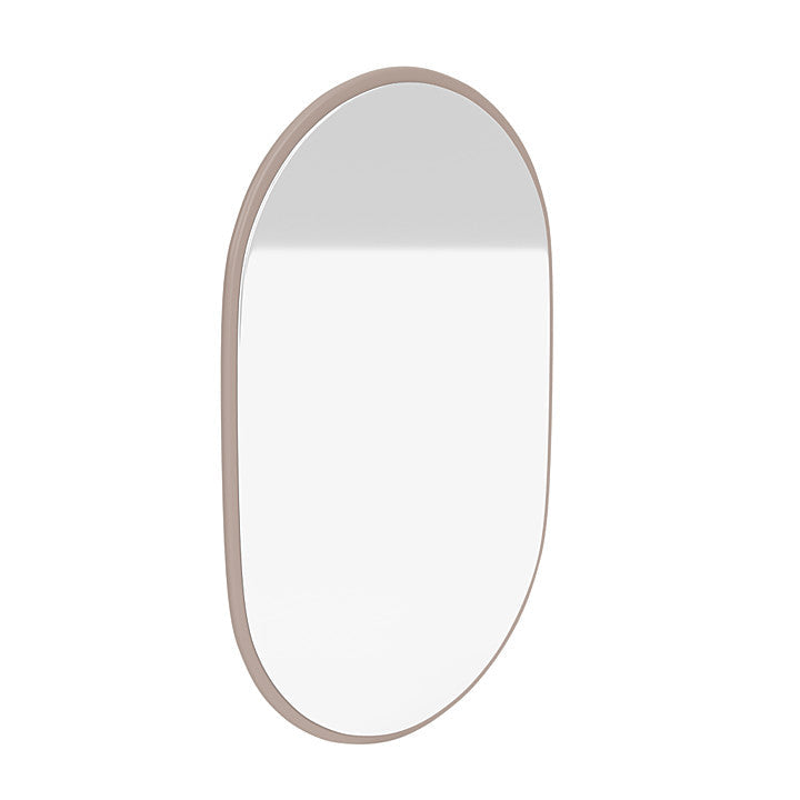 Montana ser liten oval spegel med upphängningsfäste, svampbrun