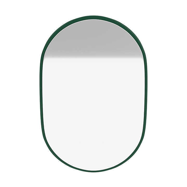 Montana ser liten oval spegel med upphängningsfästen, tallgrön