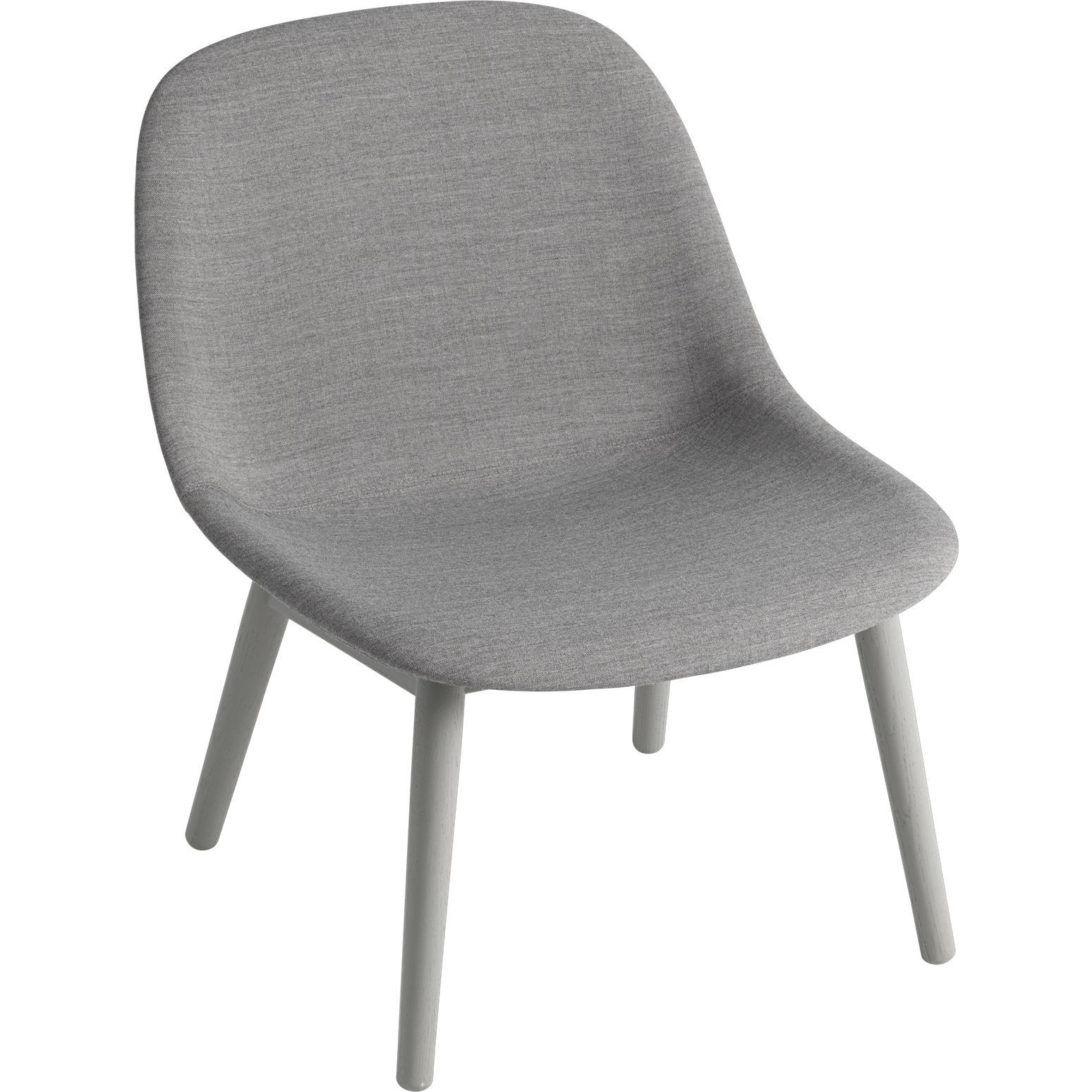 Muuto Fiber Lounge Chair Wood Ben Textilsäte, grå/remix 133