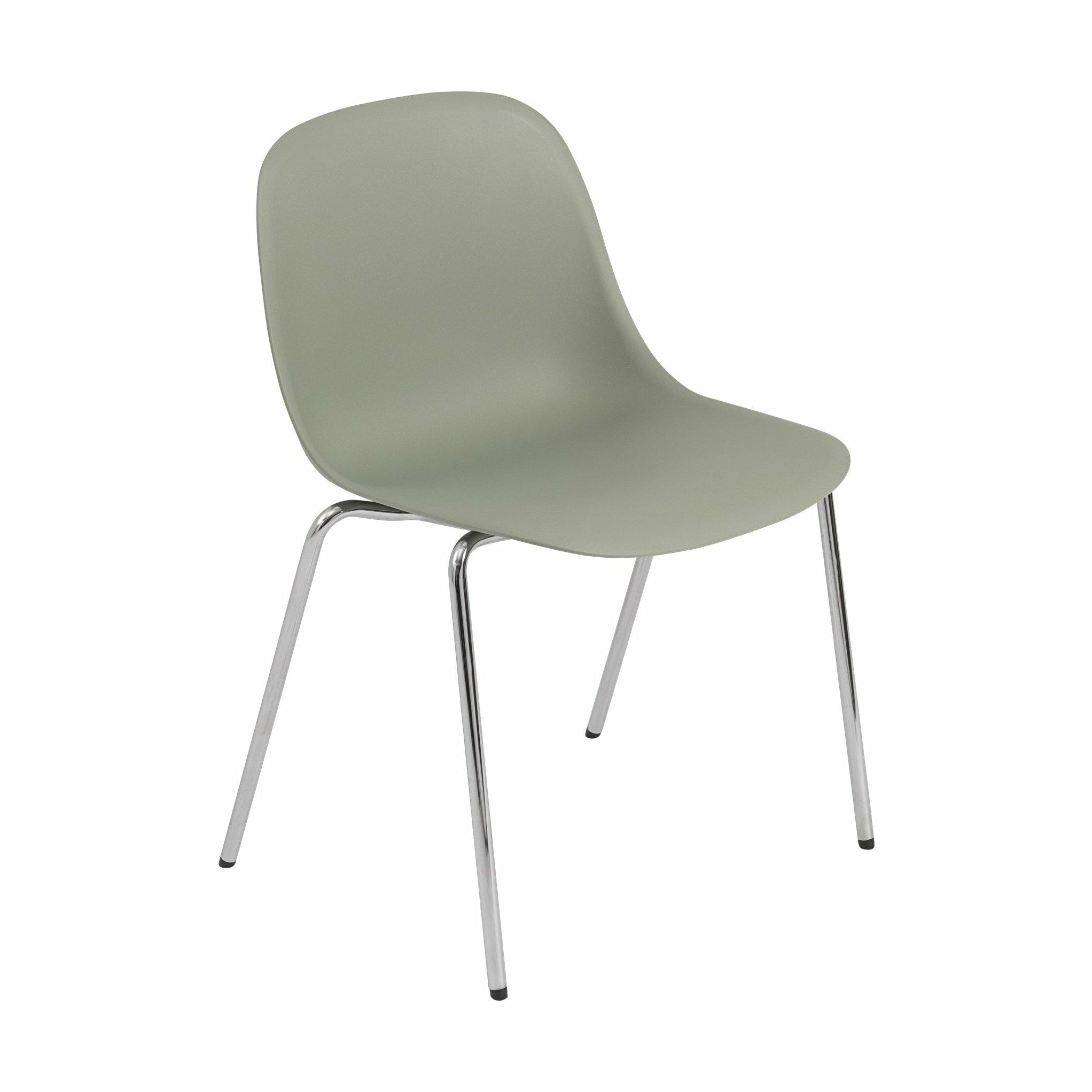 Muuto Fiber Side Chair (återvunnet) A-bas, grön/krom