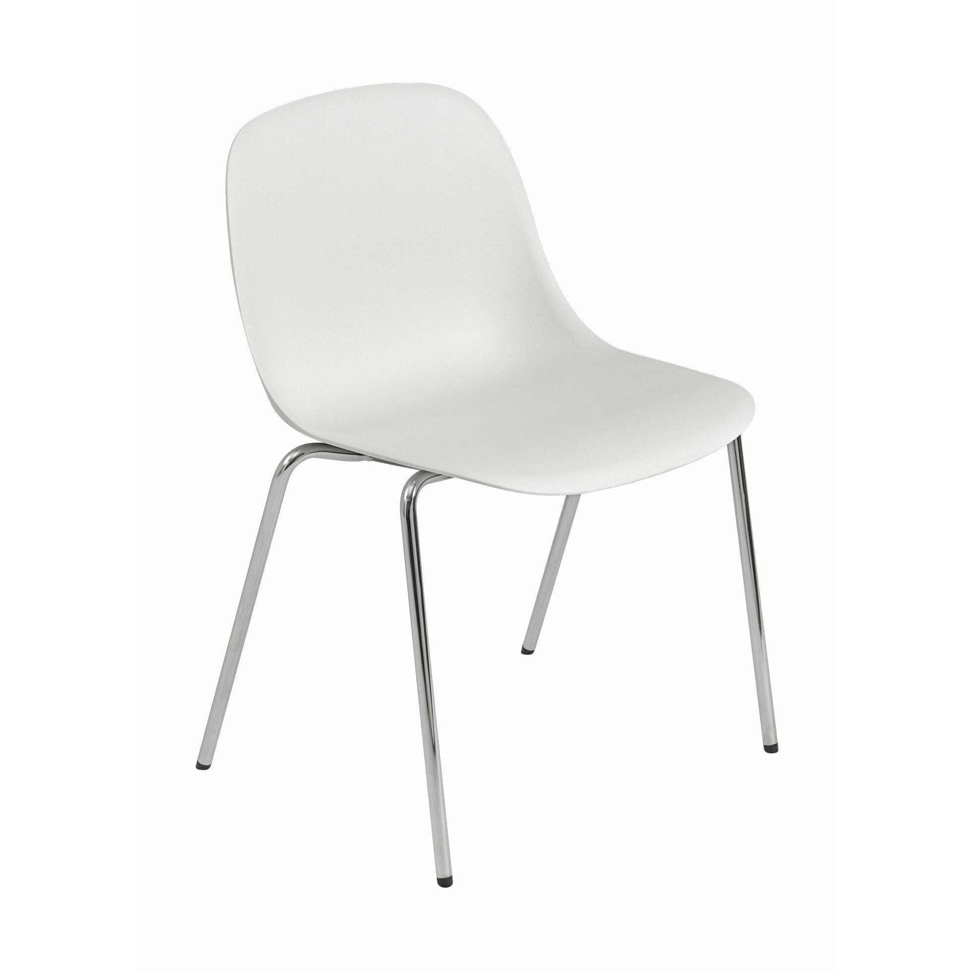 Muuto Fiber Side Chair (återvunnet) A-bas, naturvitt/krom