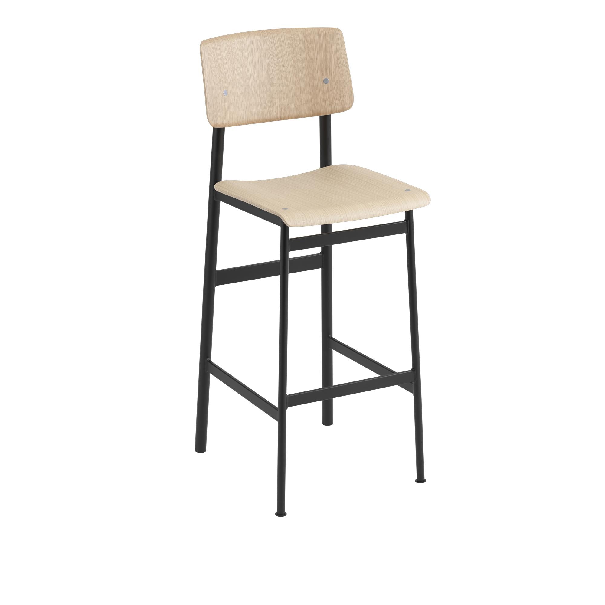 Muuto Loft barstol ek 75 cm, svart/ek