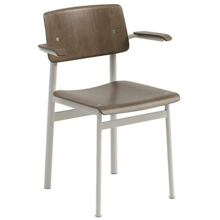 Muuto Loftstol med armstöd, brun färgad ek/grå