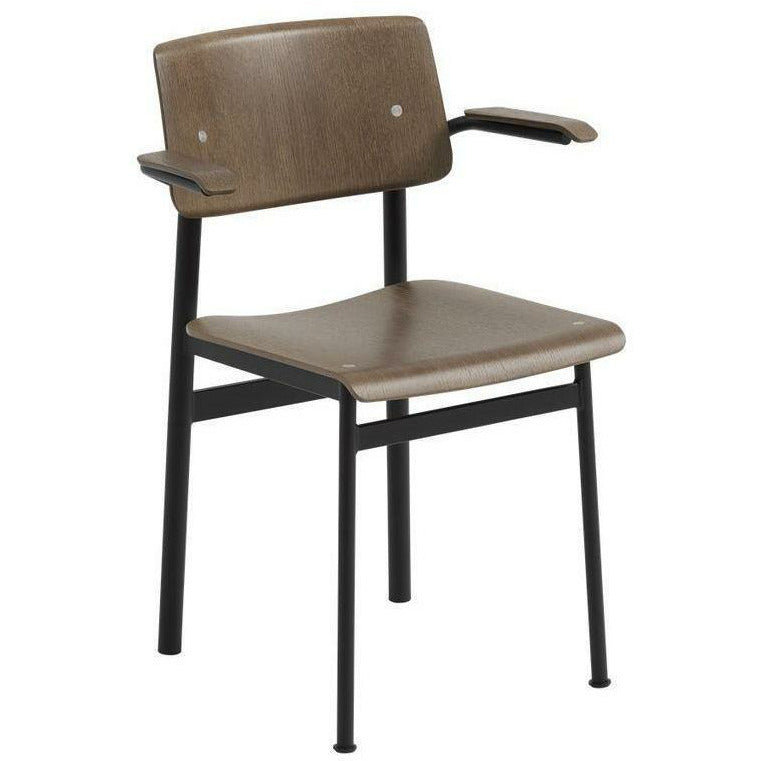 Muuto Loftstol med armstöd, brun färgad ek/svart