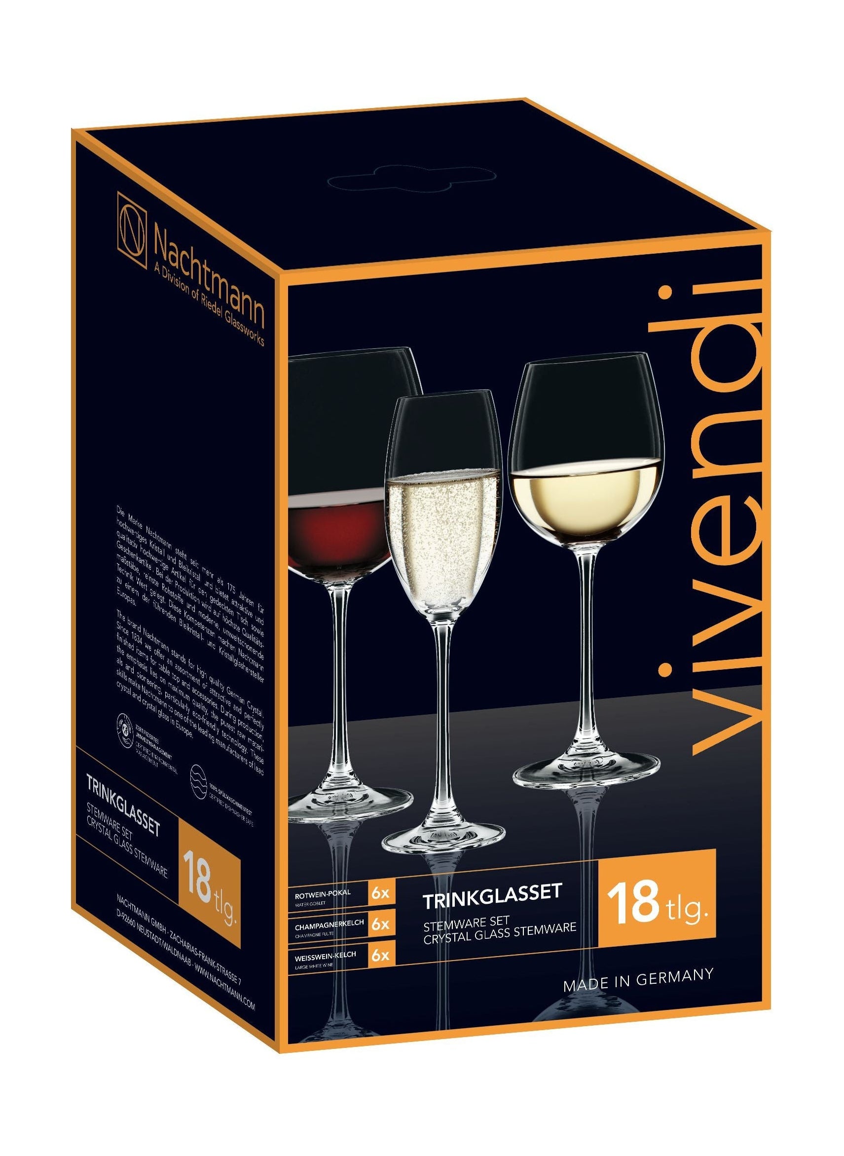 Nachtmann Vivendi Premium Glas Sæt Rødvin/Hvidvin/Champagne, 18 Stk.