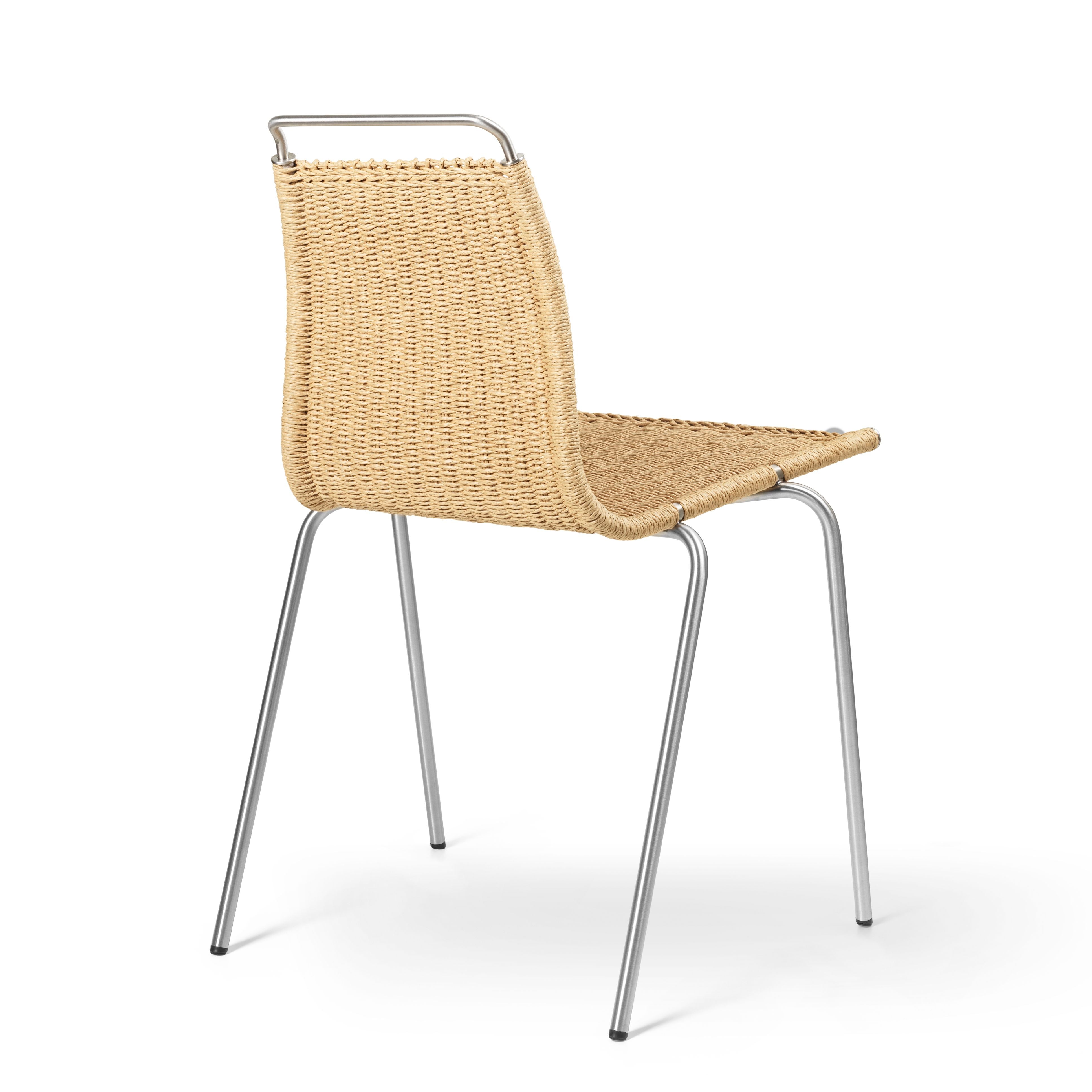 Carl Hansen Pk1 Chair, Stainless Brushed Steel/Natural Paper Cord