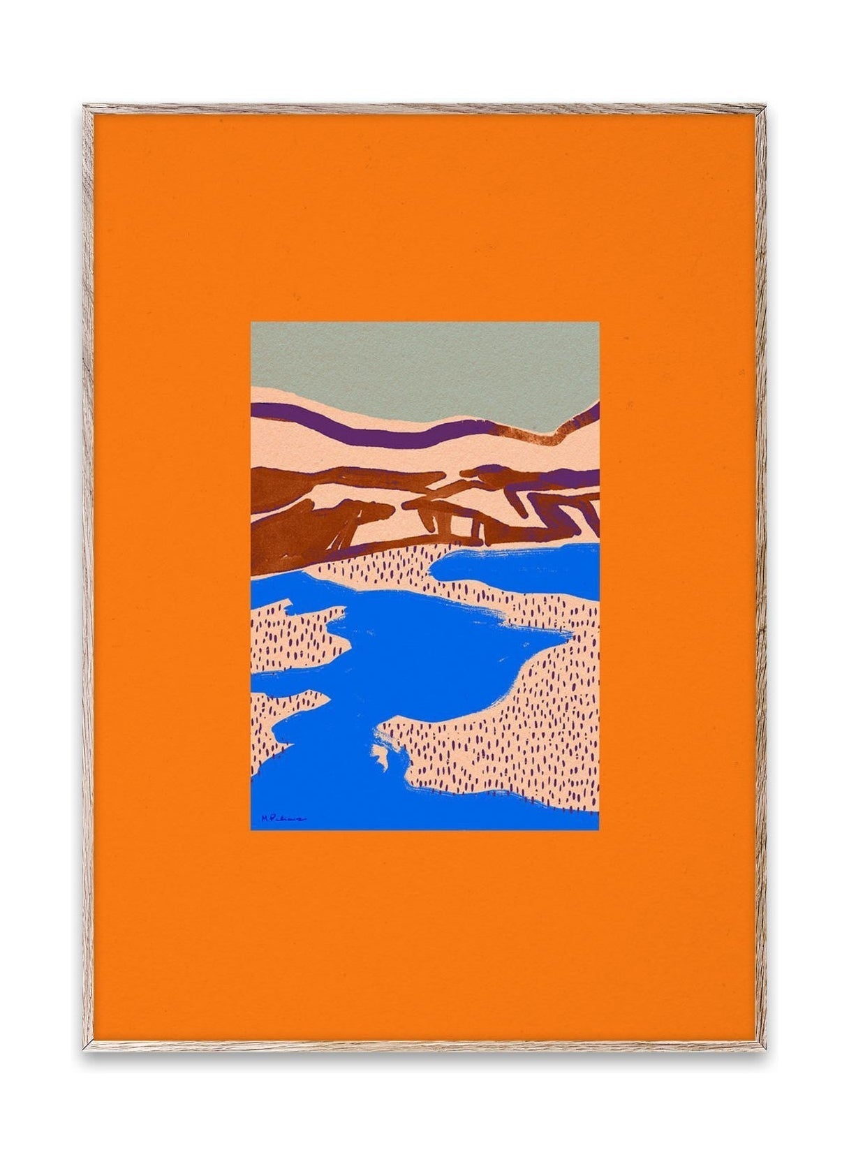 Paper Collective Blå landskapsaffisch, 30x40 cm