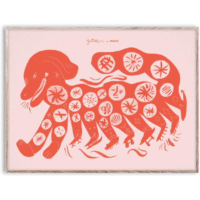 Paper Collective Kinesisk hundaffisch 30x40 cm, röd