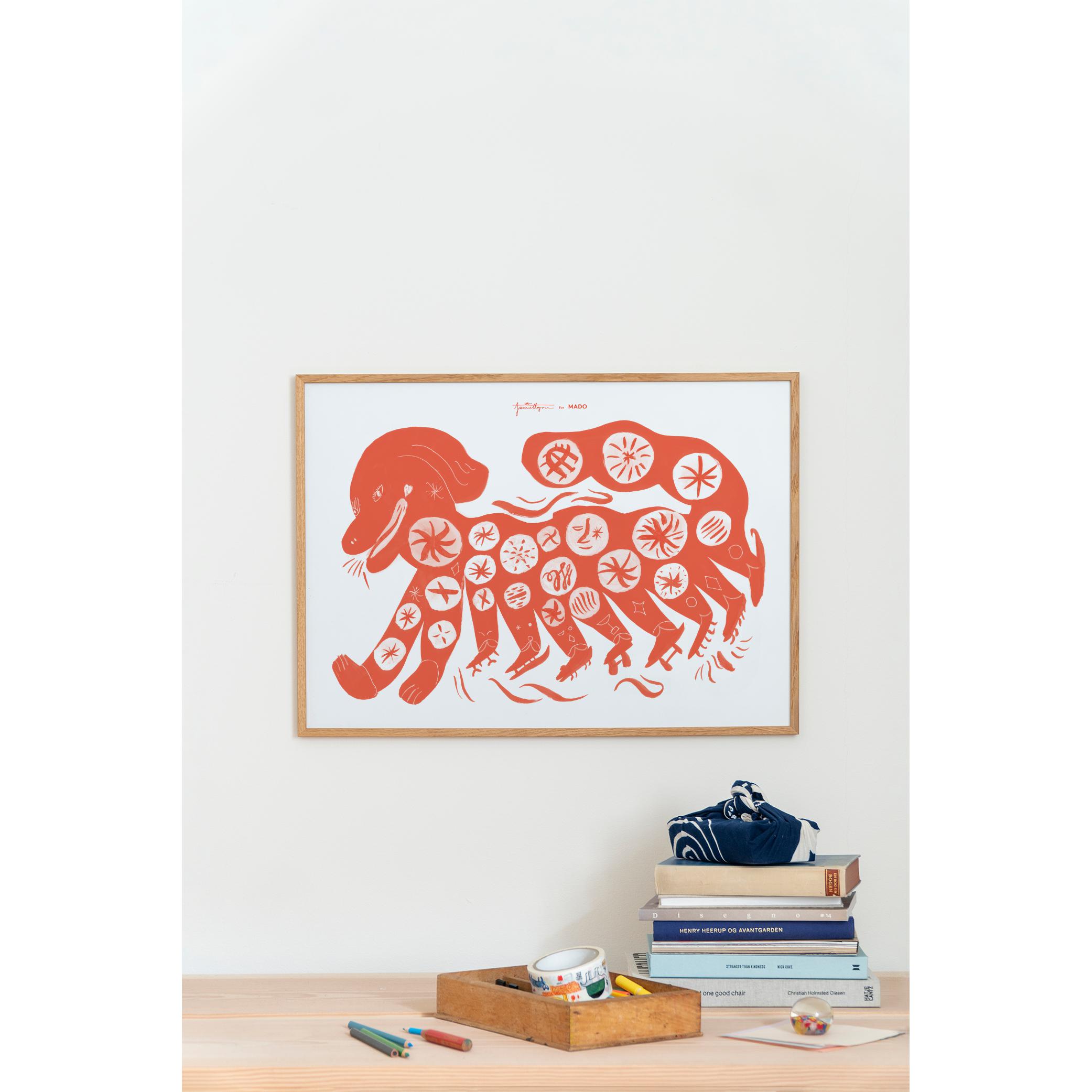 Paper Collective Kinesisk hundaffisch 50x70 cm, röd