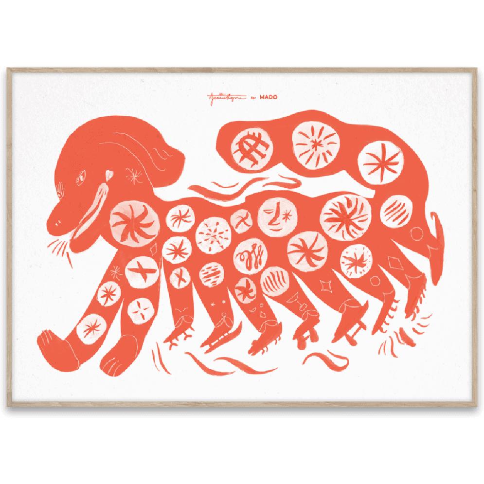 Paper Collective Kinesisk hundaffisch 50x70 cm, röd