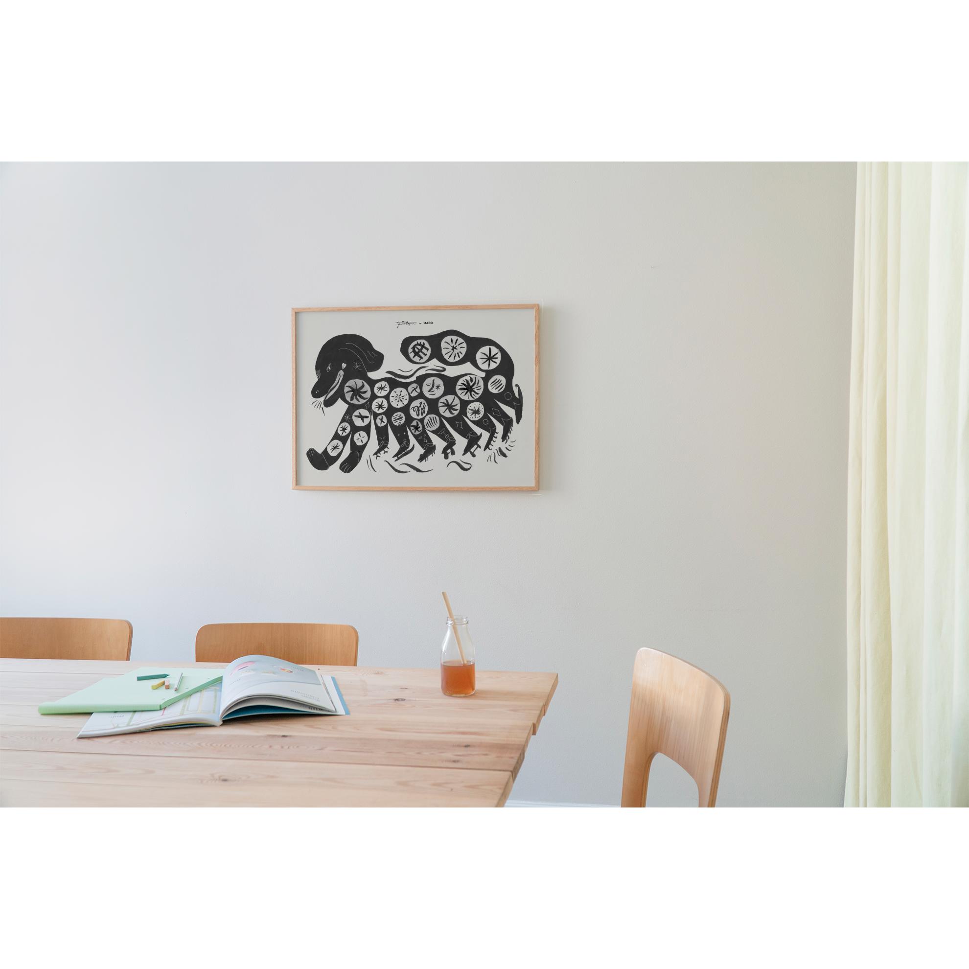 Paper Collective Kinesisk hundaffisch 50x70 cm, svart
