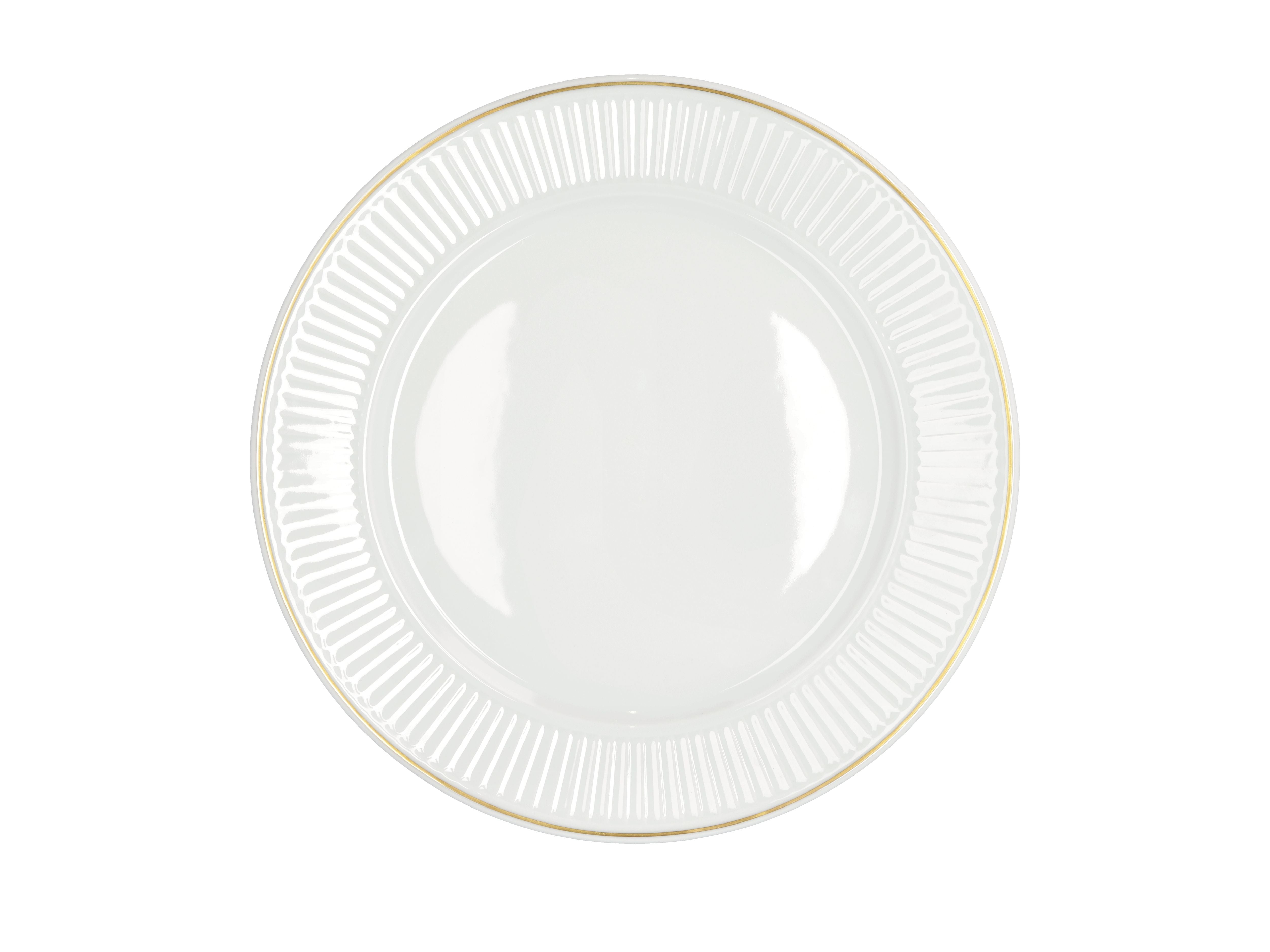 Pillivuyt Plissé Plate White/Matte Gold, Ø28 cm