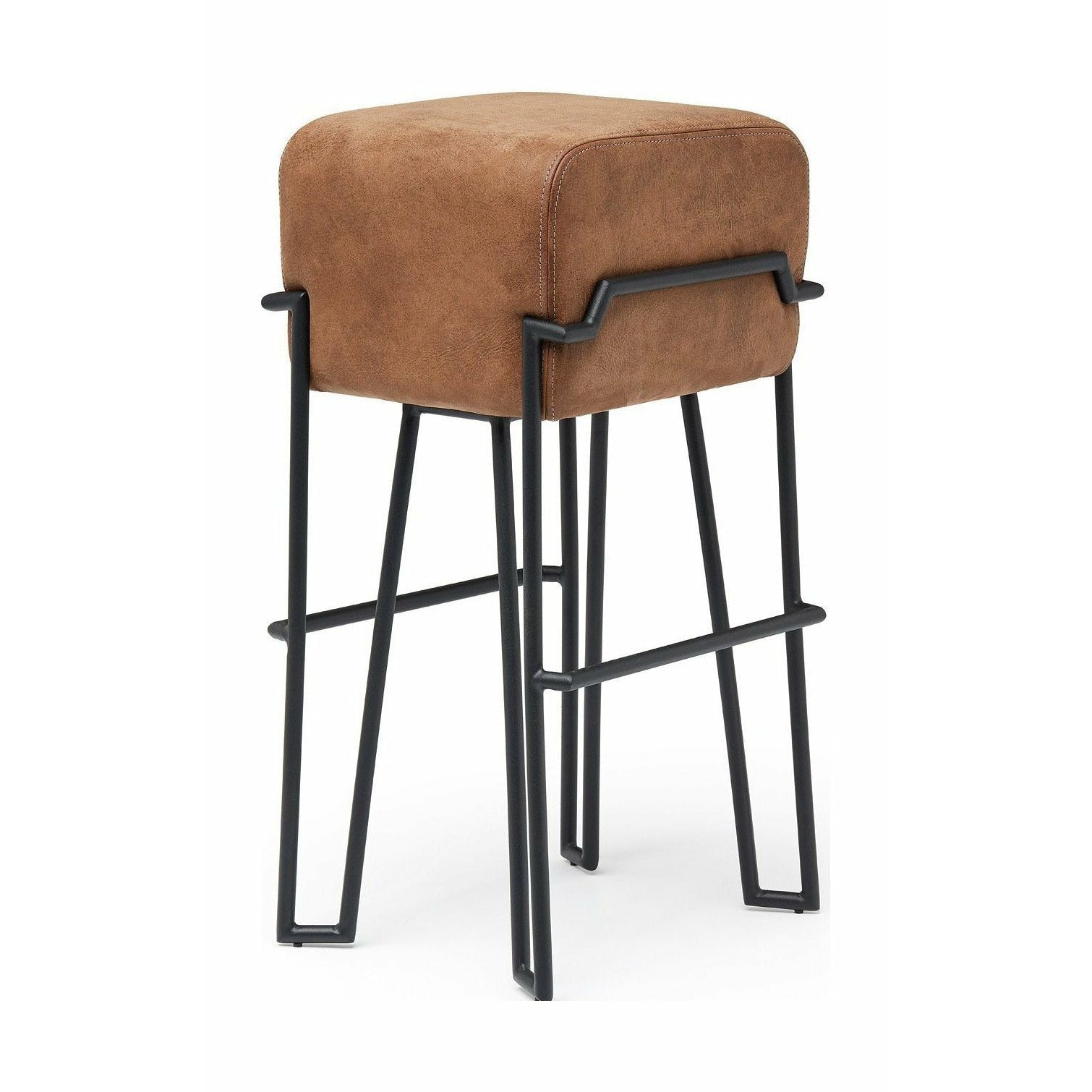 Puik Bokk barstol, svart ram / brunt läder