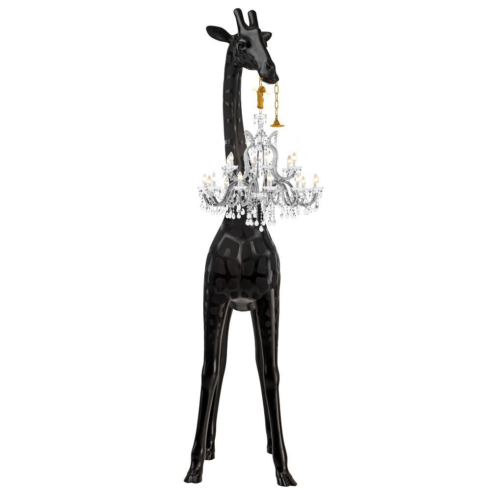 Qeeboo Giraff i kärlek golvlampa h 4m, svart
