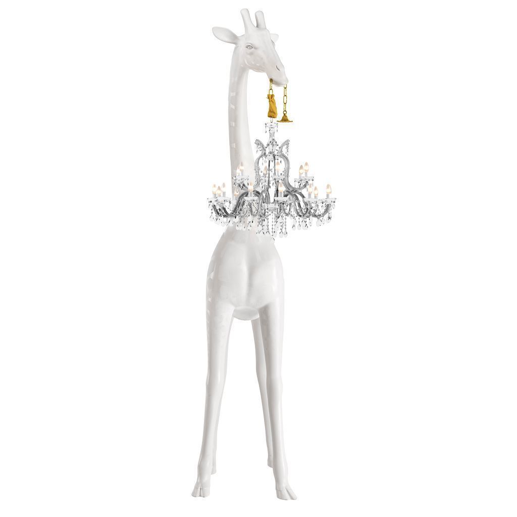 Qeeboo Giraff i kärlek golvlampa h 4m, vit