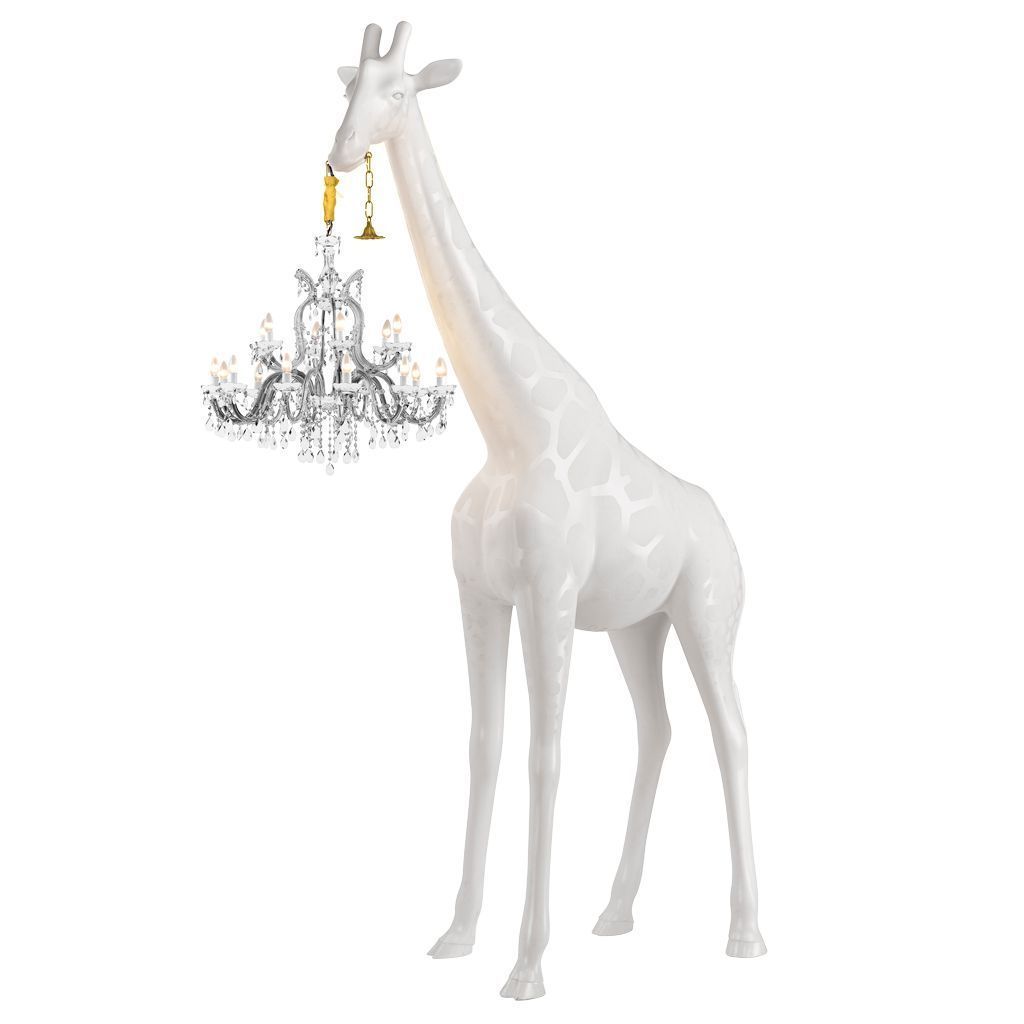 Qeeboo Giraff i kärlek golvlampa h 4m, vit