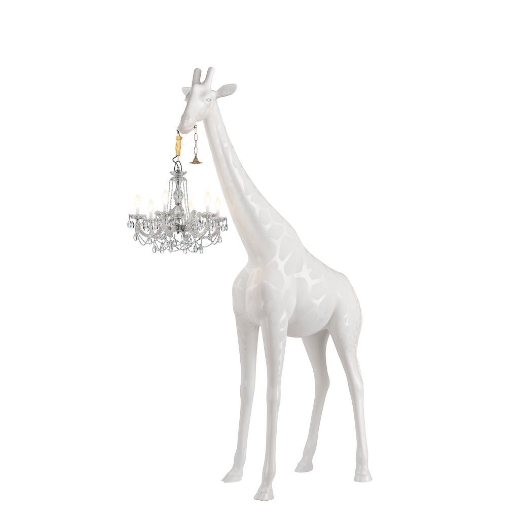 Qeeboo Giraff i kärlek utomhus golvlampa h 2,65 m, vit