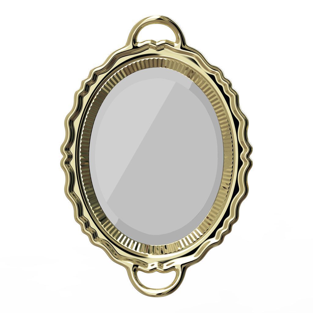 Qeeboo Plateau Miroir Spejl Metal Finish 110x76,5 Cm, Guld