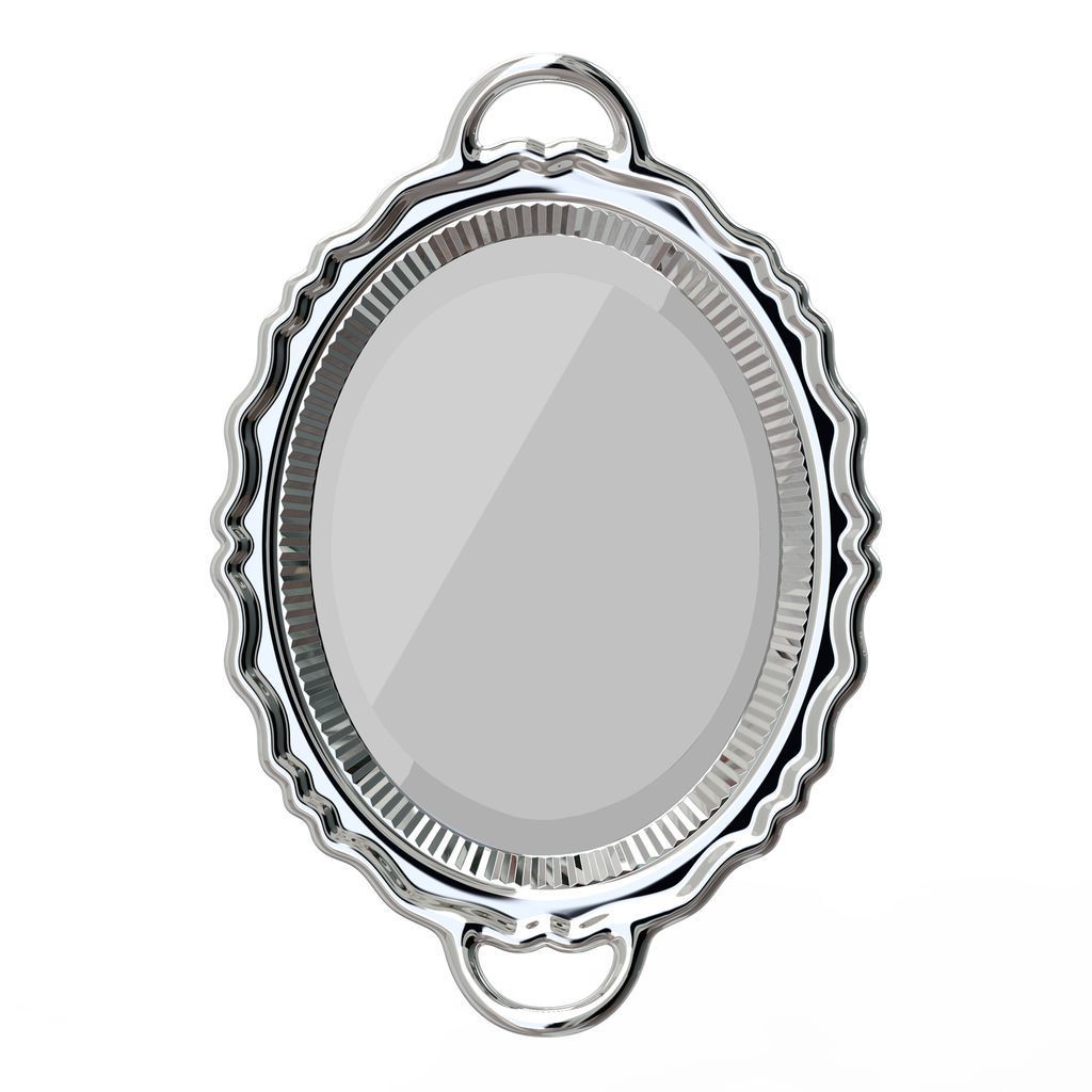 Qeeboo Plateau Miroir Spejl Metal Finish 110x76,5 Cm, Sølv