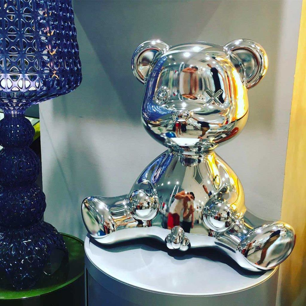 Qeeboo Teddy Boy bordslampa med sladdmetallfinish, silver
