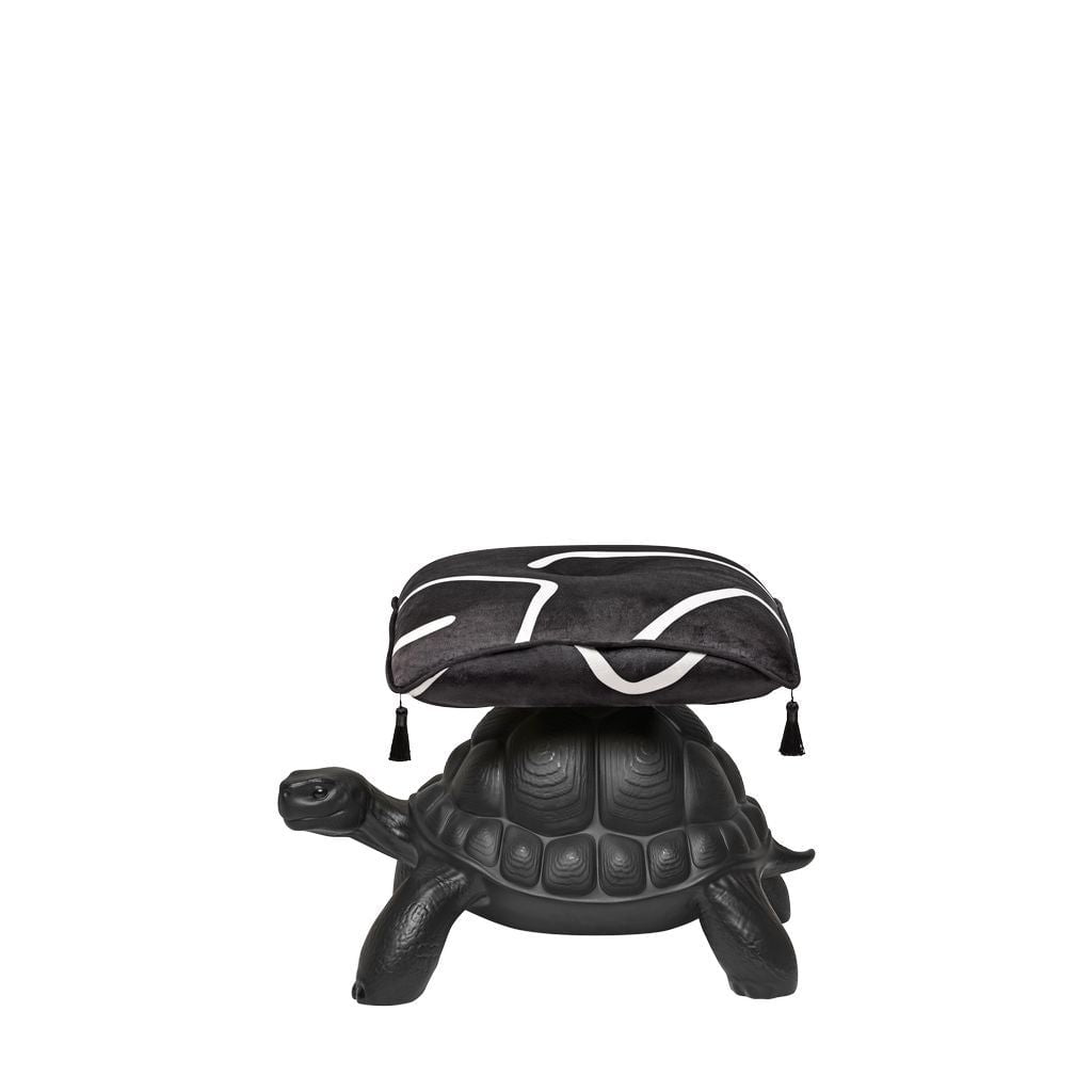 Qeeboo Sköldpadda bär puf, svart