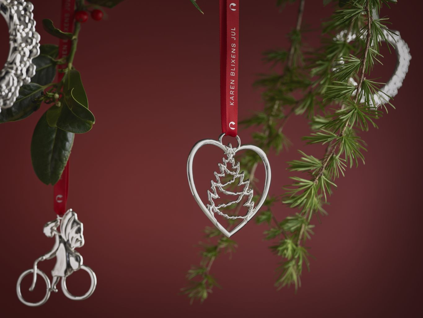 Rosendahl Karen Blixen Heart Christmas Tree H7.5 CM, Silver Silated