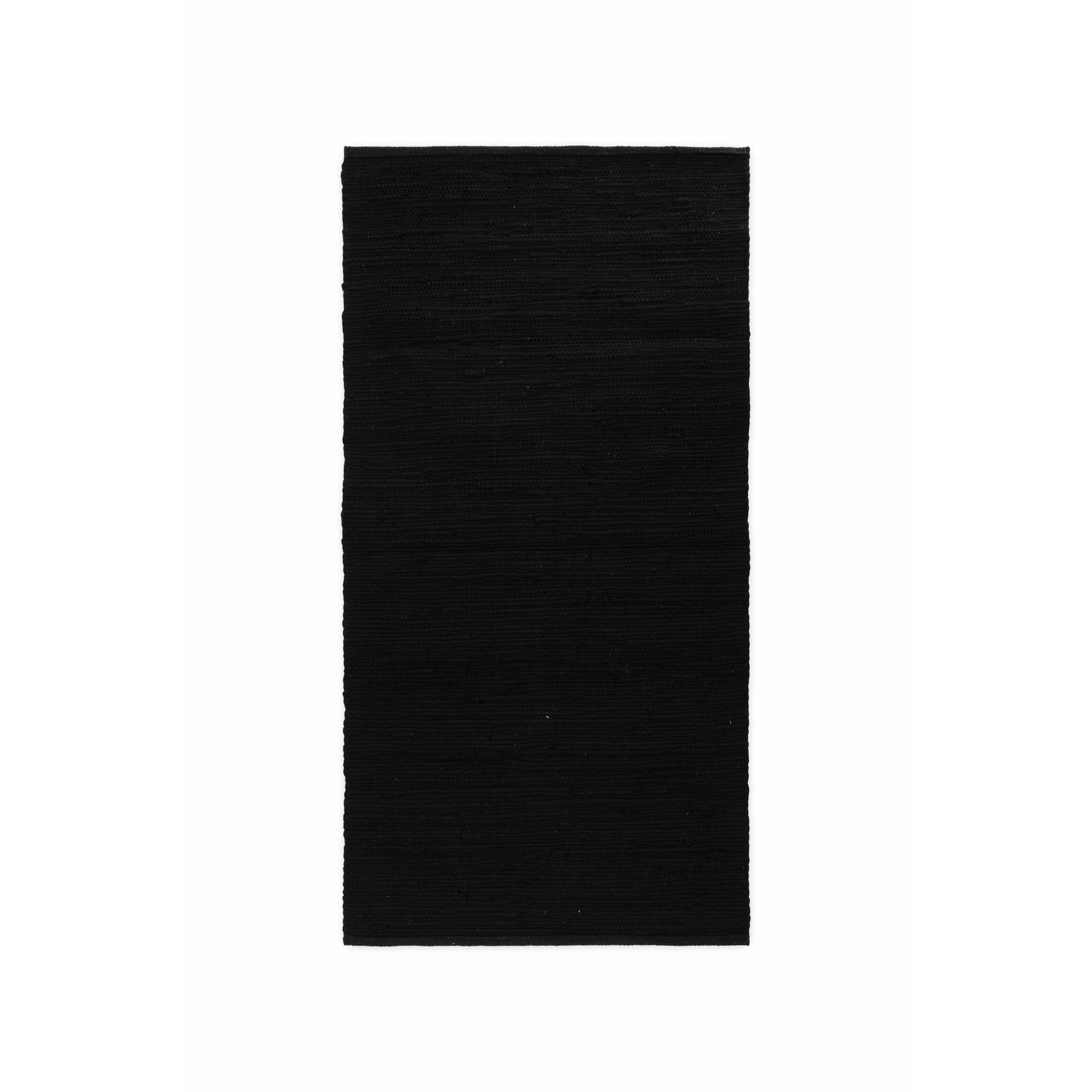 Rug Solid Cotton Tæppe Black, 75 x 300 cm