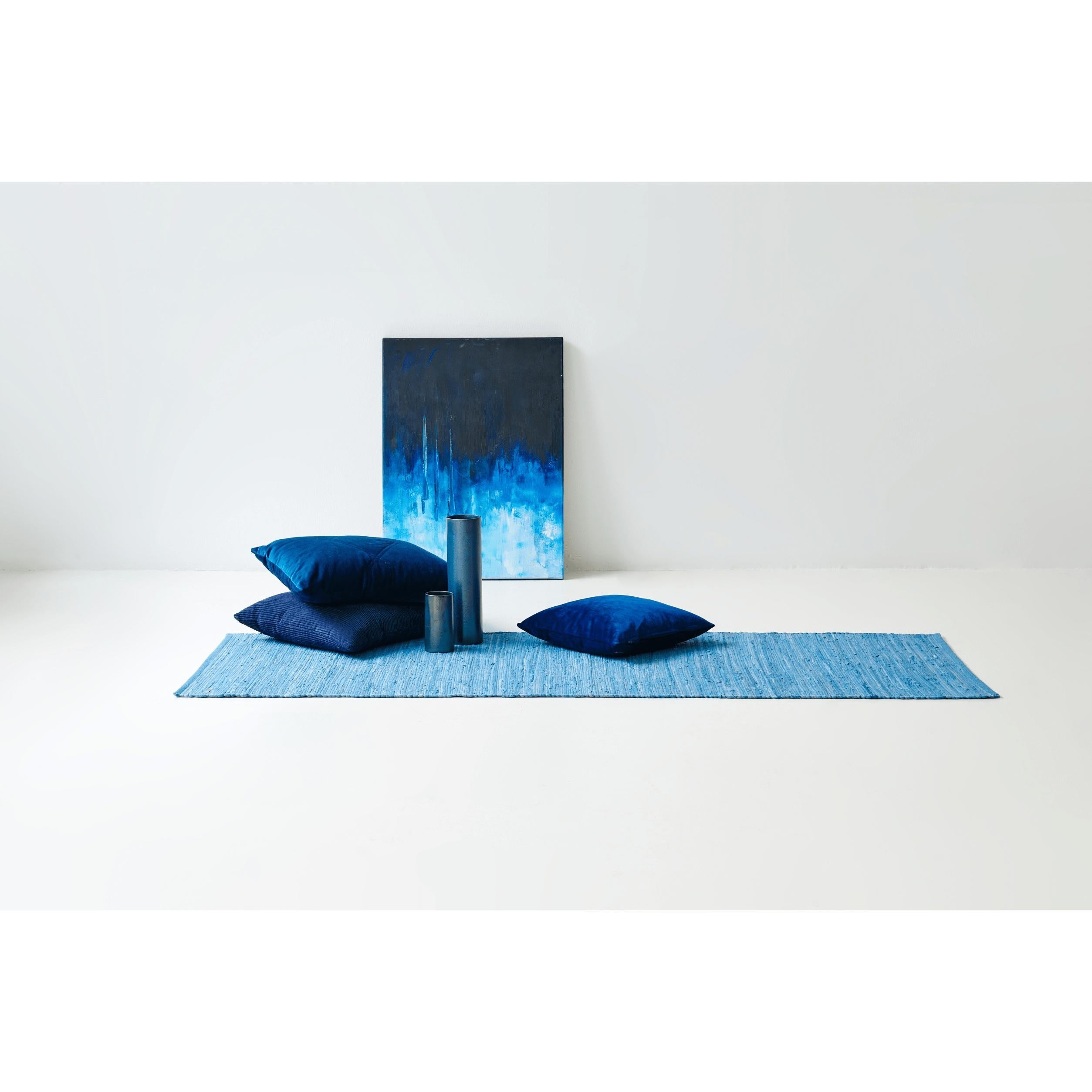 Rug Solid Cotton Tæppe Eternity Blue, 75 x 300 cm
