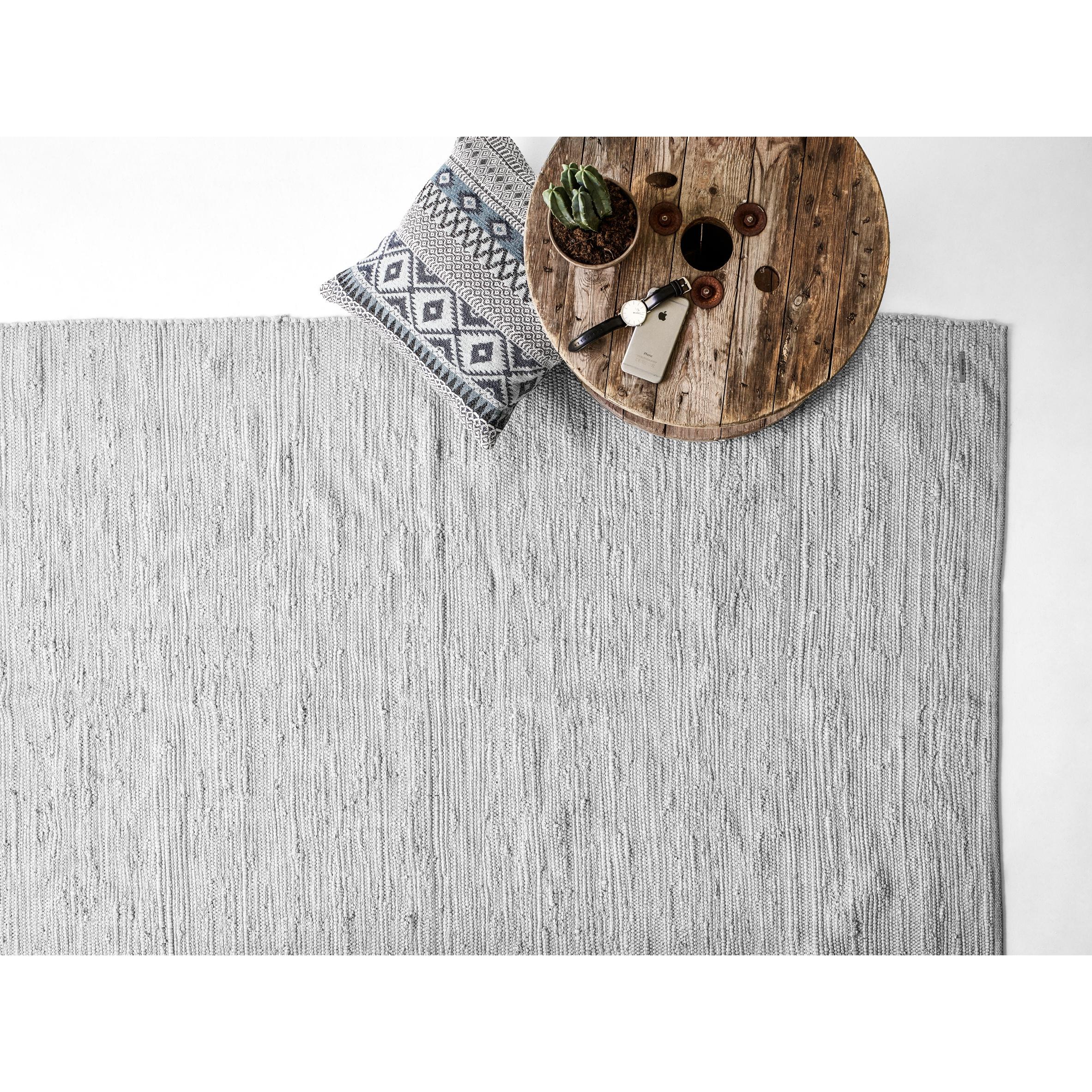 Rug Solid Cotton Tæppe Light Grey, 75 x 300 cm