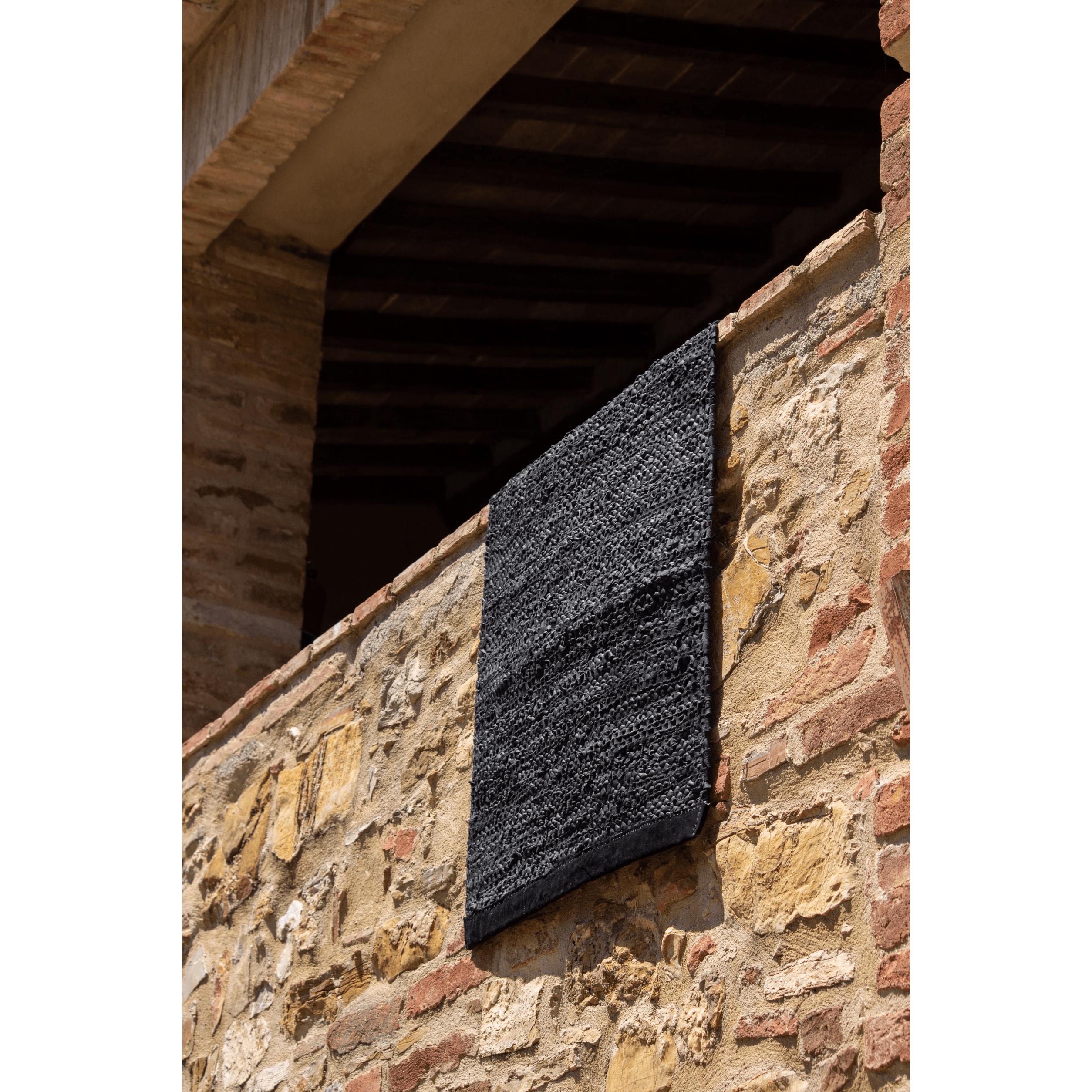 Rug Solid Leather Tæppe Black, 170 x 240 cm