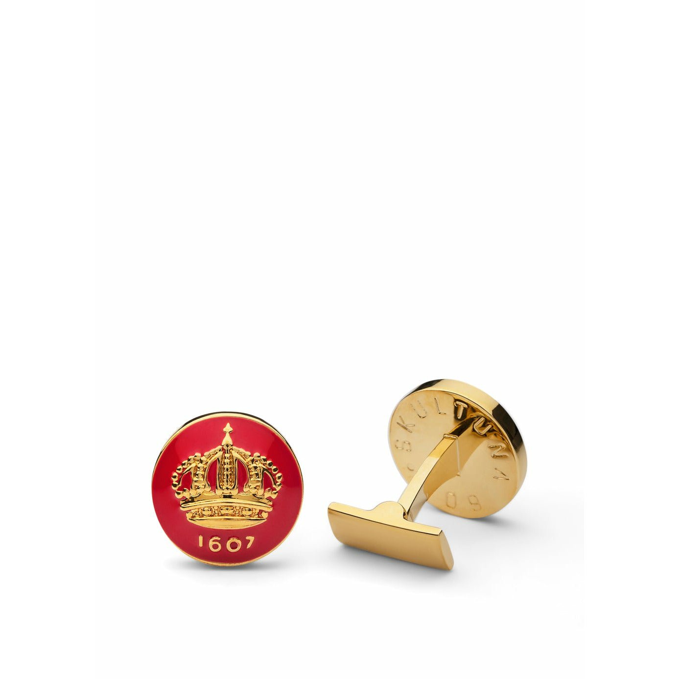 Skultuna Crown Gold Cuff -knapp Ø1,7 cm, italiensk racingröd