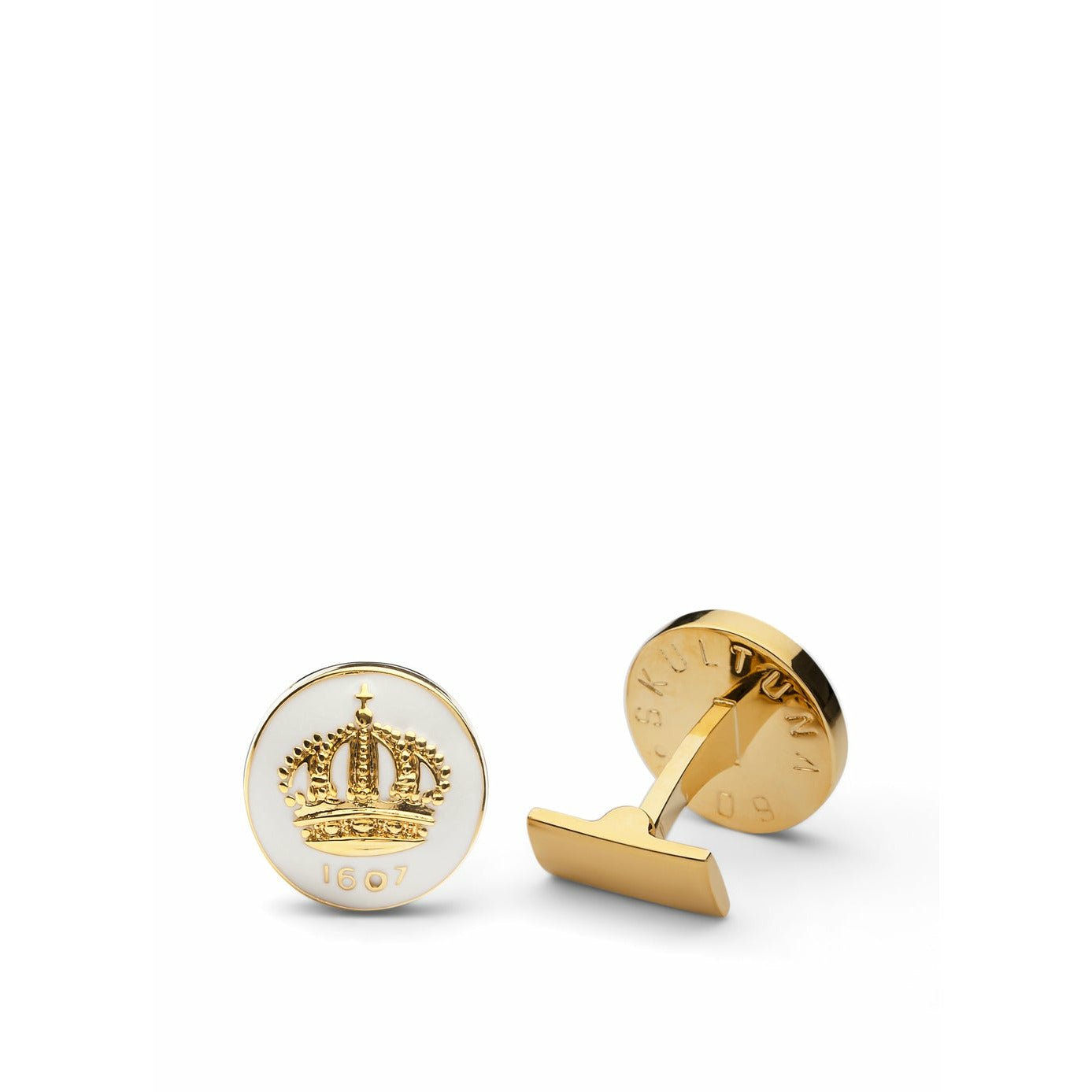 Skultuna Crown Gold Cuff -knapp Ø1,7 cm, elfenbensvitt