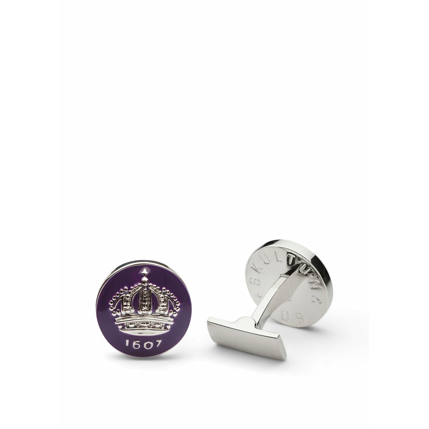 Skultuna Crown Silver Cufflock Ø1,7 cm, Palatine Purple