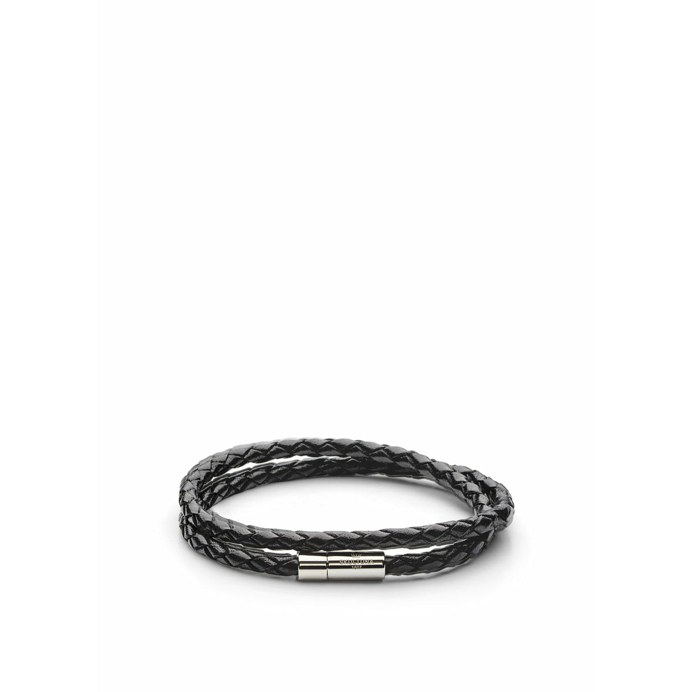 Skultuna Läderarmband 4 mm litet Ø14,5 cm, svart stål