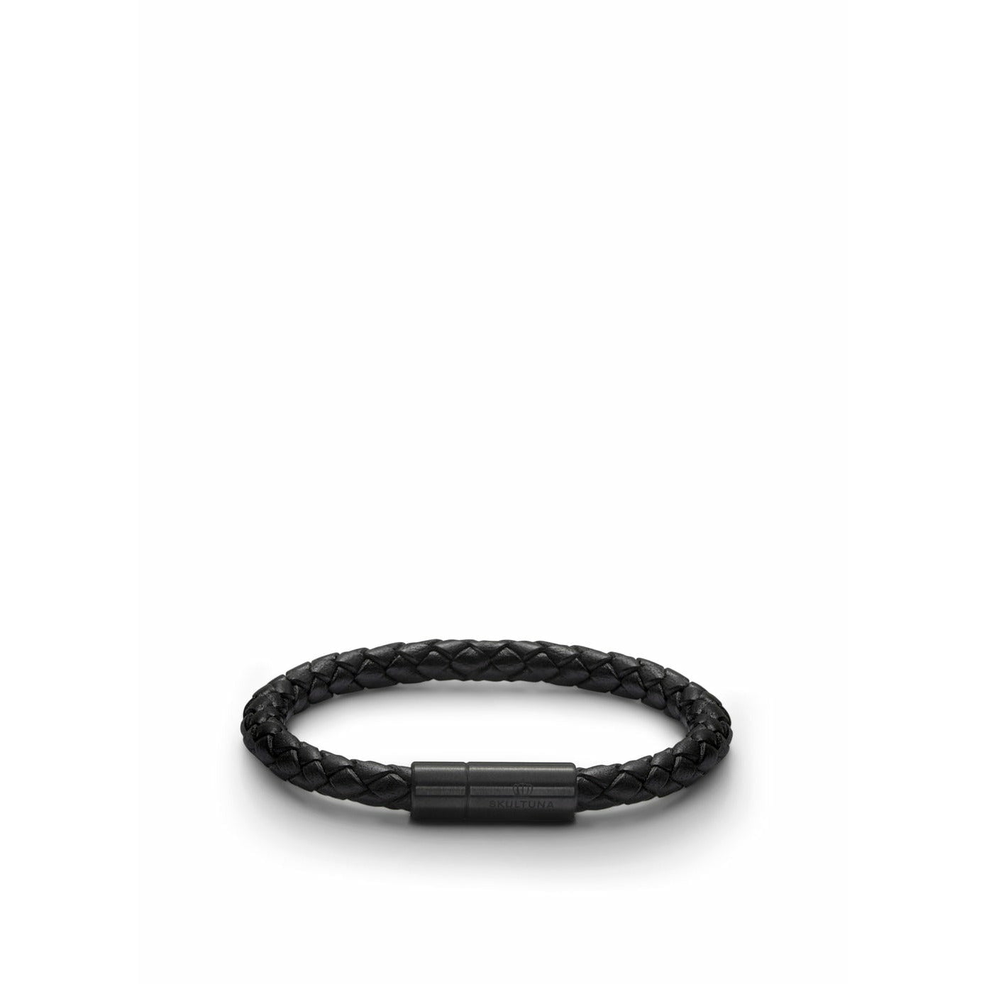 Skultuna Läderarmband 6 mm litet Ø14,5 cm, svart titan