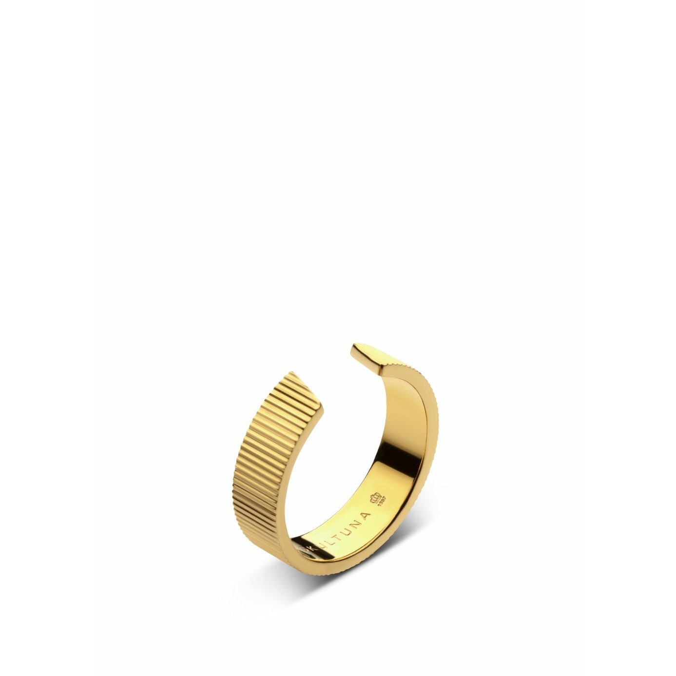 Skultuna Ribbed ringbrett litet guldpläterat 316L stål, Ø1,6 cm