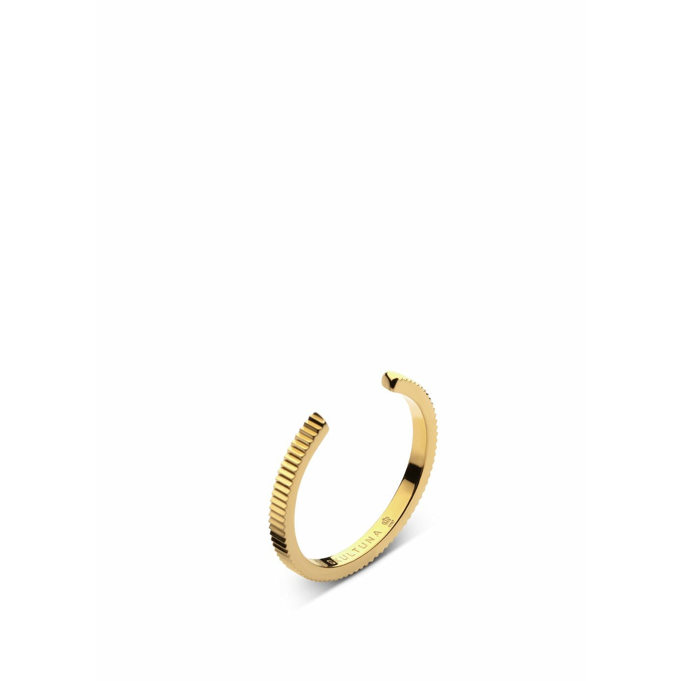 Skultuna Ribbed Thin Ring Medium Gold Plated 316L Steel, Ø1,73 cm